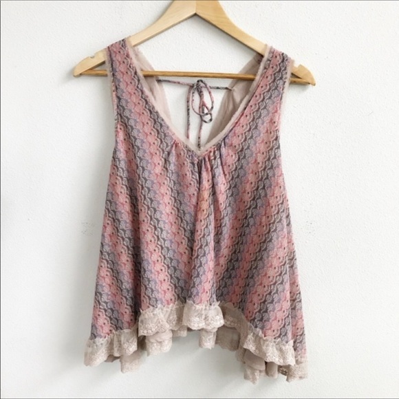 Free People Tops - Free People Flowy Boho Red & Cream Top Size M